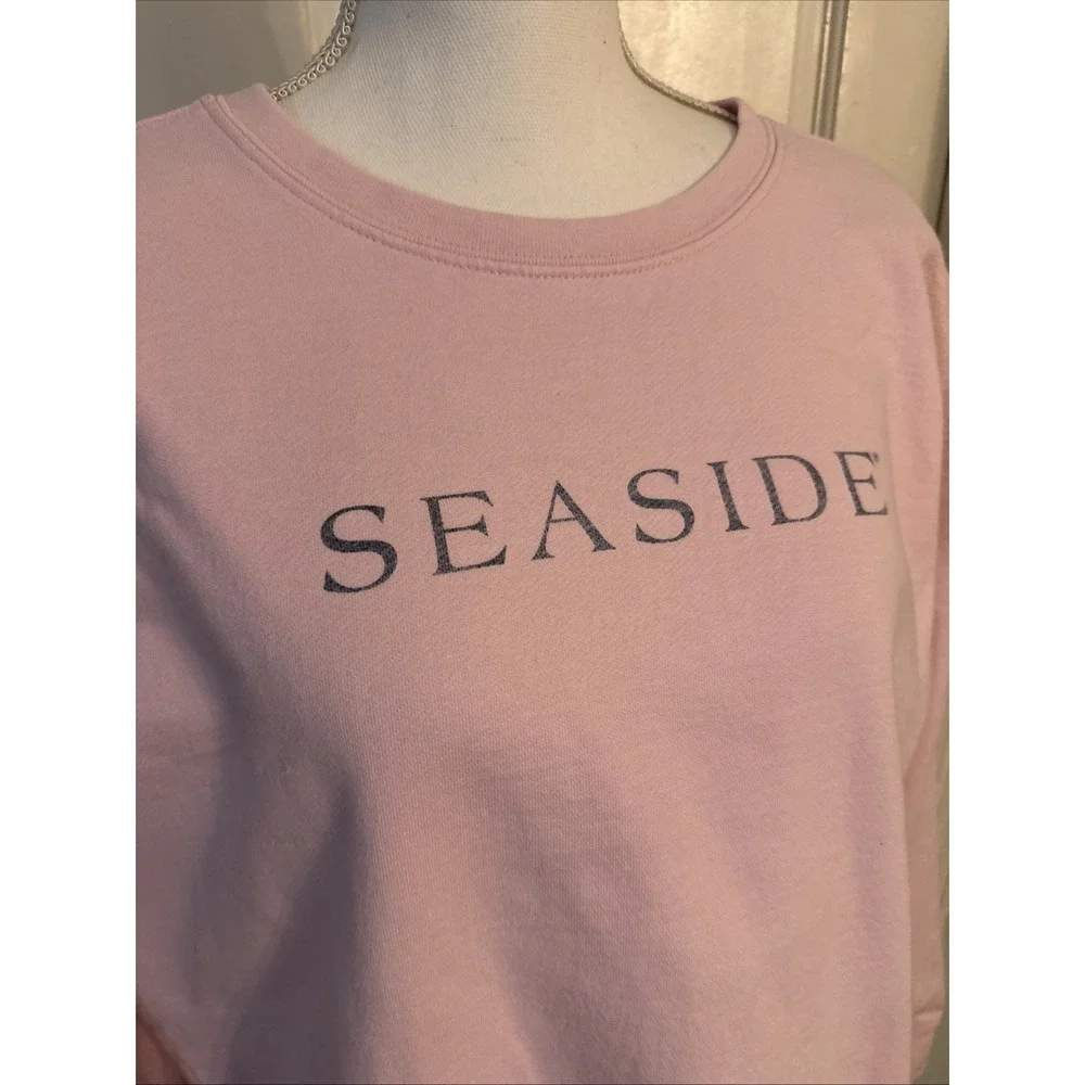 Seaside Women's New Town Old Ways Pink Crewneck Sweatshirt Pullover Size Large - Picture 2 of 7